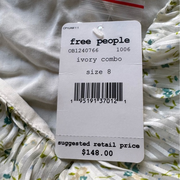 Free People Sweetest Thing Mini Dress sweet floral cream blue ruffle 8 new - Picture 4 of 14